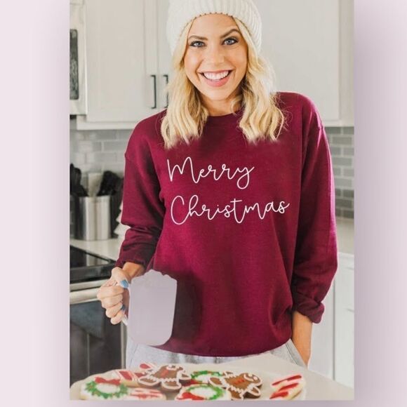 Merry Christmas Wine Graphic Crewneck Sweater - Picture 1 of 3
